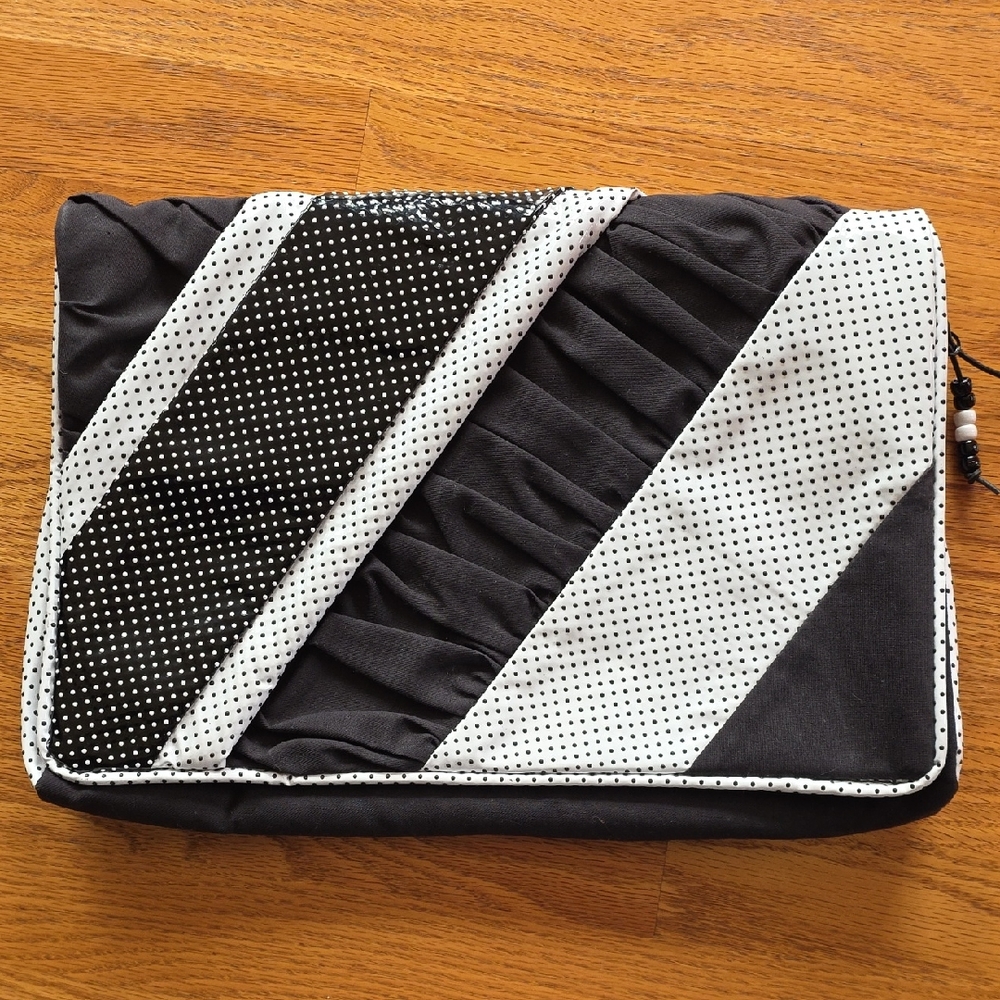Vintage Cynthia Matthews Black and White Polka Dot Diagonal Clutch